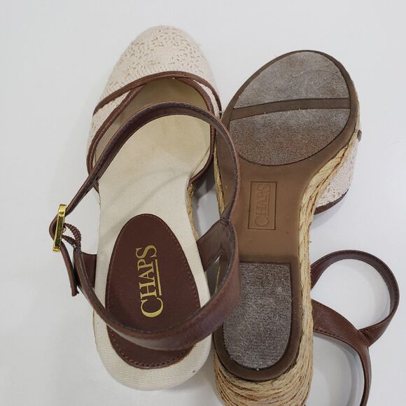 Chaps Women's Carmita Cream Lace Wedges with Ankle Straps; Size 9.5 - Picture 3 of 8